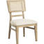 Ensemble de salle à manger 10 pièces avec fini chêne beige, table rectangulaire extensible, chaises en rotin tressé et buffet de rangement pour anniversaire, style bord de mer, dossier escamotable amovible.
