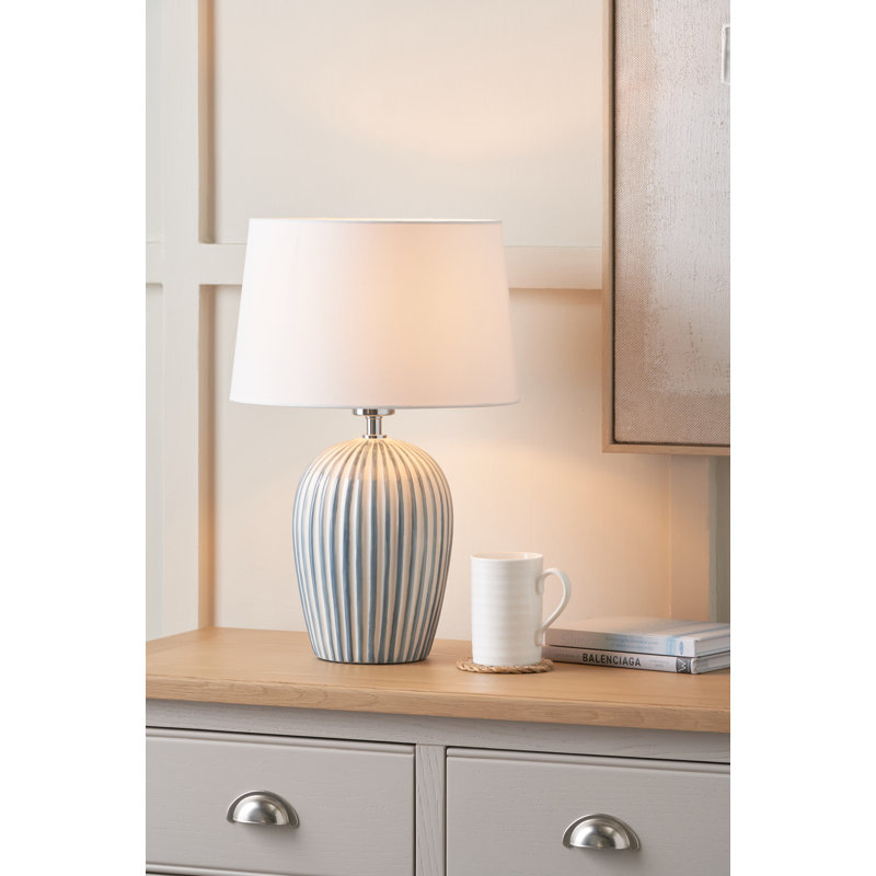 Ceramic Table Lamp, Blue/White