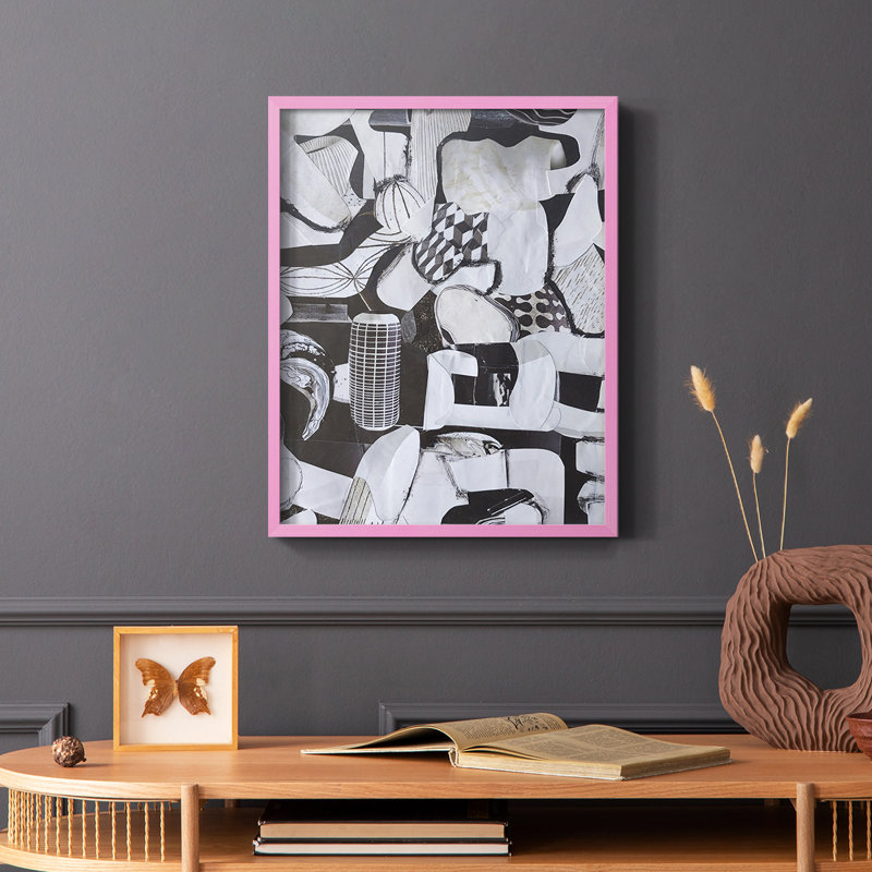 Beverlywood City Forms Framed Print - Solid Wood, Pink, 10" H x 8" W