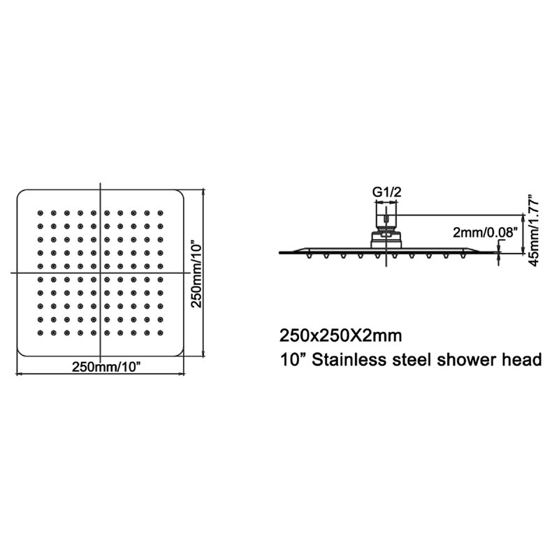 Douche de pluie multifonctionnelle réglable, Noir mat