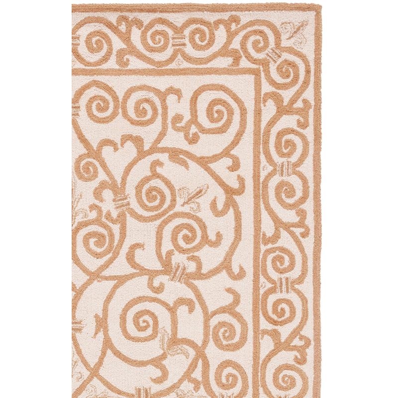 Bissette Hand Hooked Wool Pile Oriental Rug, Rectangle 2'9" x 4'9"