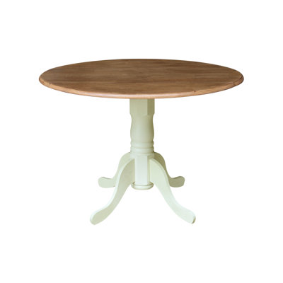 Philipston 42" Extandable Drop Leaf Rubberwood Solid Wood Pedestal Dining Table