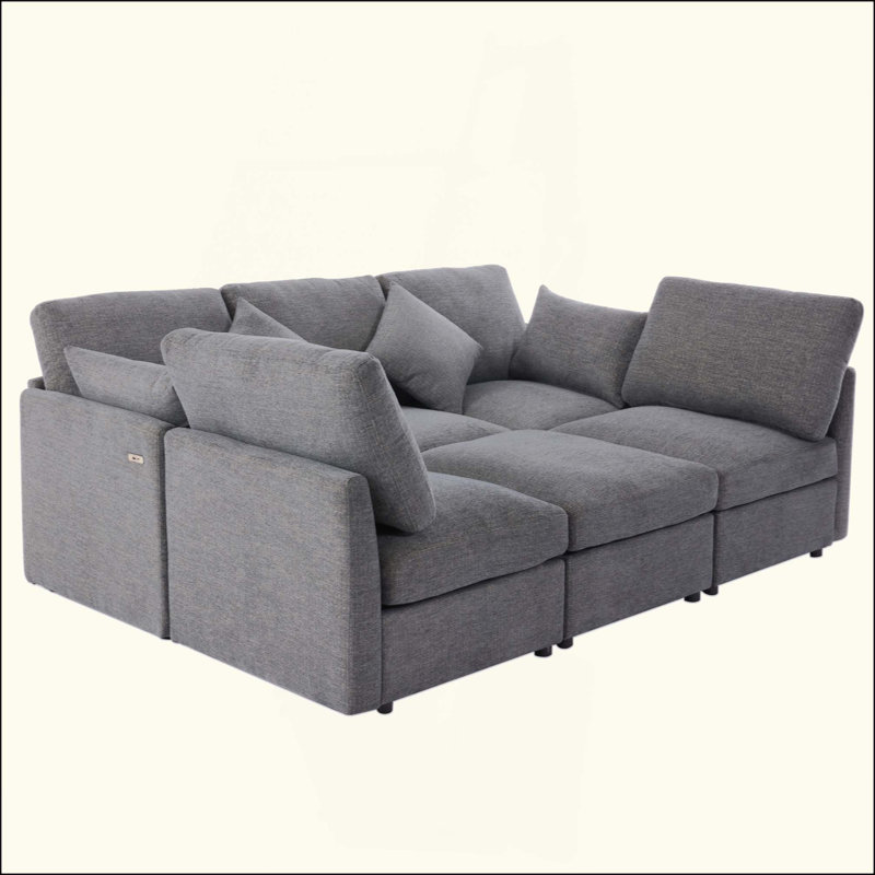 Canapé modulaire Canapé modulaire Canapé-lit en U Canapé-lit en L avec repose-pieds mobile et deux ports USB pour le salon