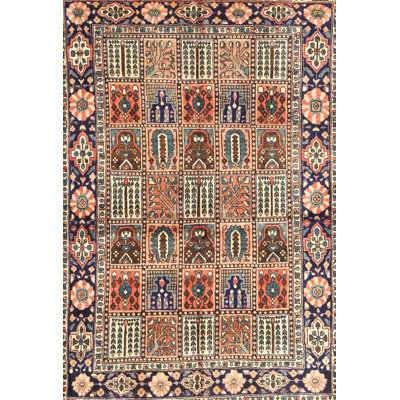 Tapis beige / rouge en laine Mardiros