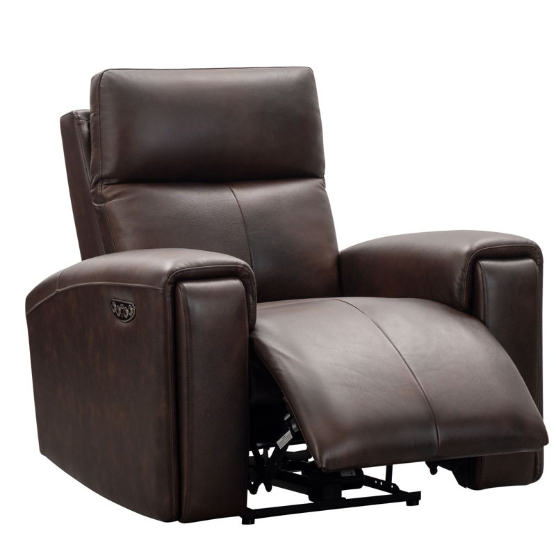 Fauteuil inclinable électrique standard en cuir véritable de 41 po de largeur Shippenville