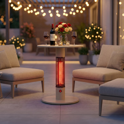 Chauffe-terrasse d'extérieur 2 en 1 avec IP55 imperméable, chauffage 1500W, protection anti-basculement