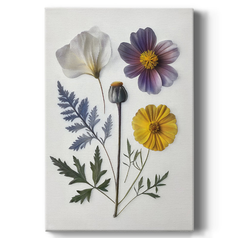 Floral sur toile tendue avec châssis CCxxxiv prêt à accrocher, H 18 po x l 12 po