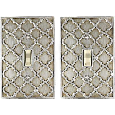 Meriville Moroccan 1 Toggle Wallplate, Single Switch Electrical Cover Plate set of 2, Aged Silver