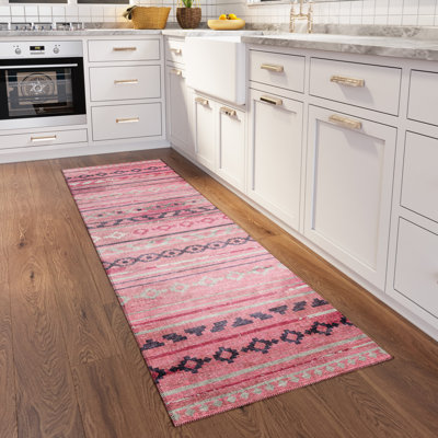Tapis rose / gris / blanc Ance