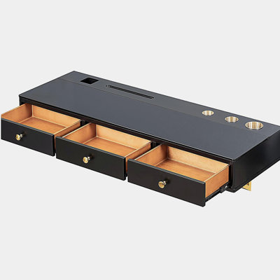47" Floating Shelf with Drawer, Multi-Purpose Wall-Mounted Vanity Table, Mounted Desk, Floating Table for Bedroom, Bathroom, Hairdressers, Black and Golden