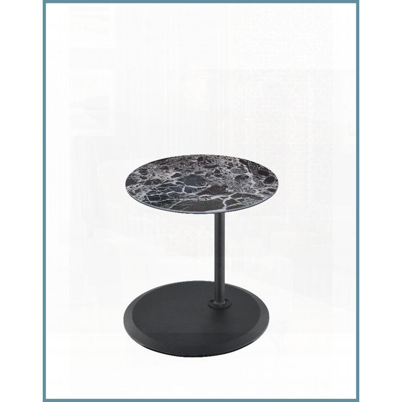 Height-Adjustable Black Marble Coffee Table with 3D Textured Top, Space-Saving for Living Room, Black