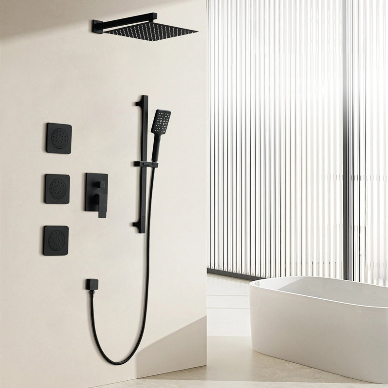 Complete Shower System With Rough In-valve, Matte Black