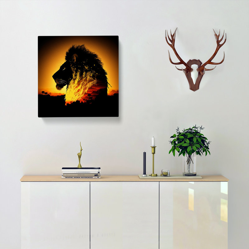 Lion Silhouette - Wrapped Canvas, 35cm H x 35cm W