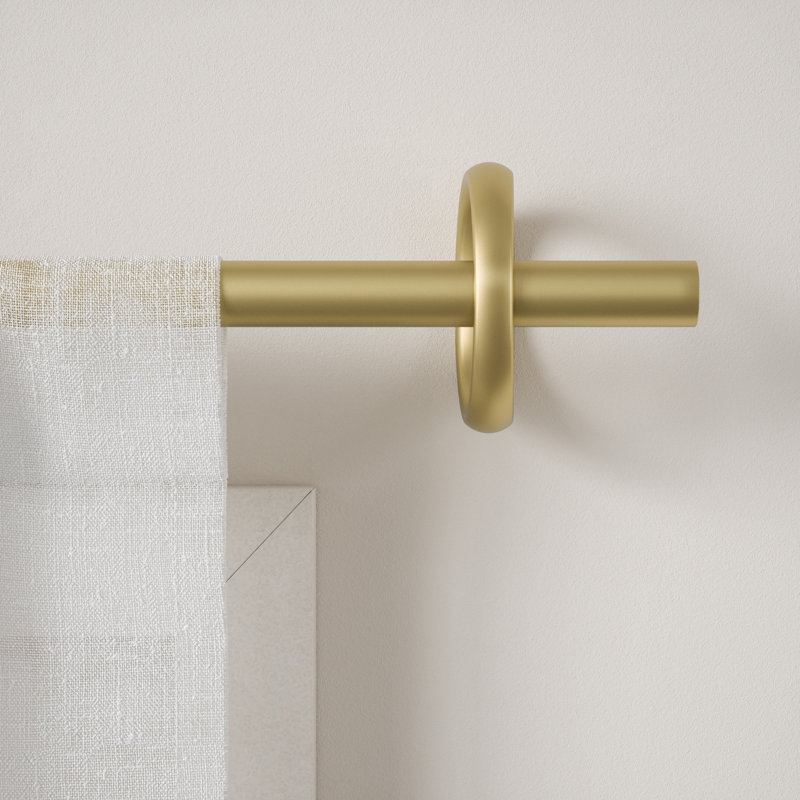 Gold Adjustable Modern Single Curtain Rod 42-120"