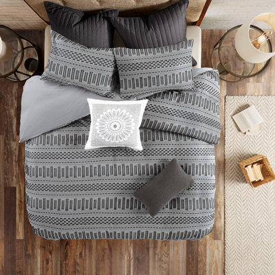 Taies décoratives pour grand lit l 20 po x L 36 po avec édredon en coton gris / noir