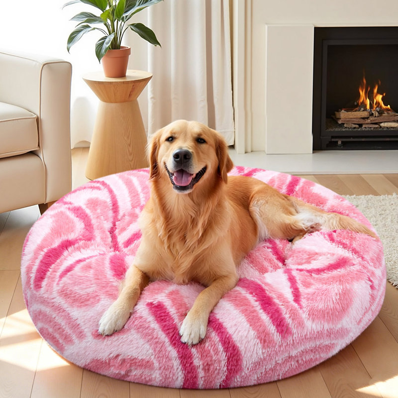 Réchauffant un beignet rond, Très grand (H 9 po x l 45 po x P 45 po), Rose / Rouge / Blanc