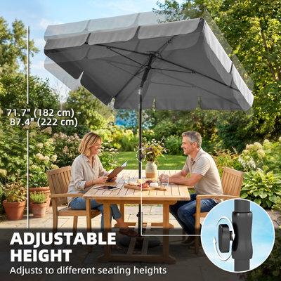 Parasol d'extérieur 6 'x 4' avec inclinaison pour patio, gris