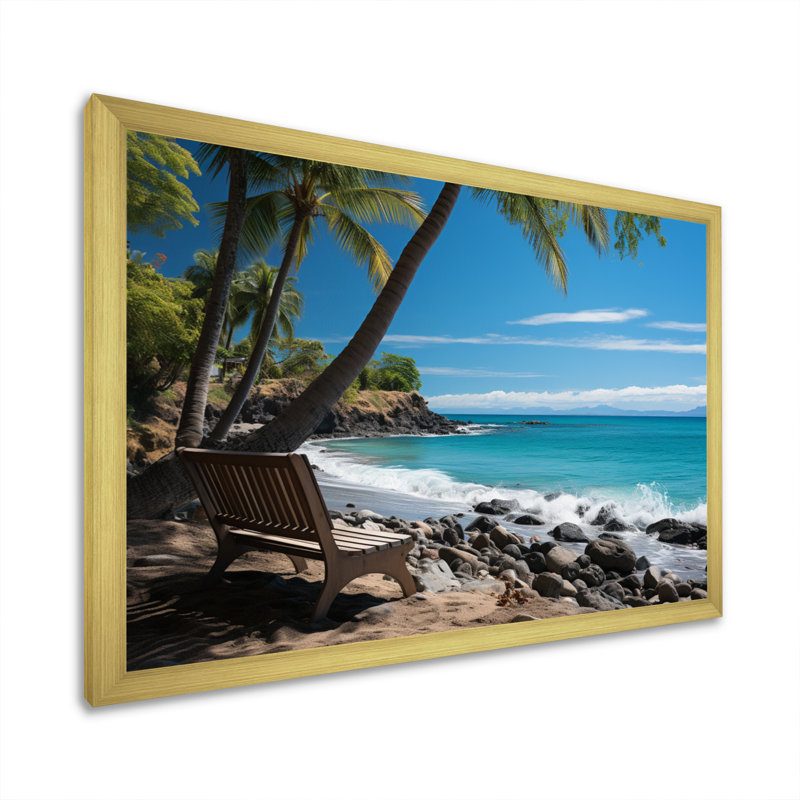 Caraibe Paradise Found I - impression, H 24 po x l 32 po x P 1 po, Encadrement doré