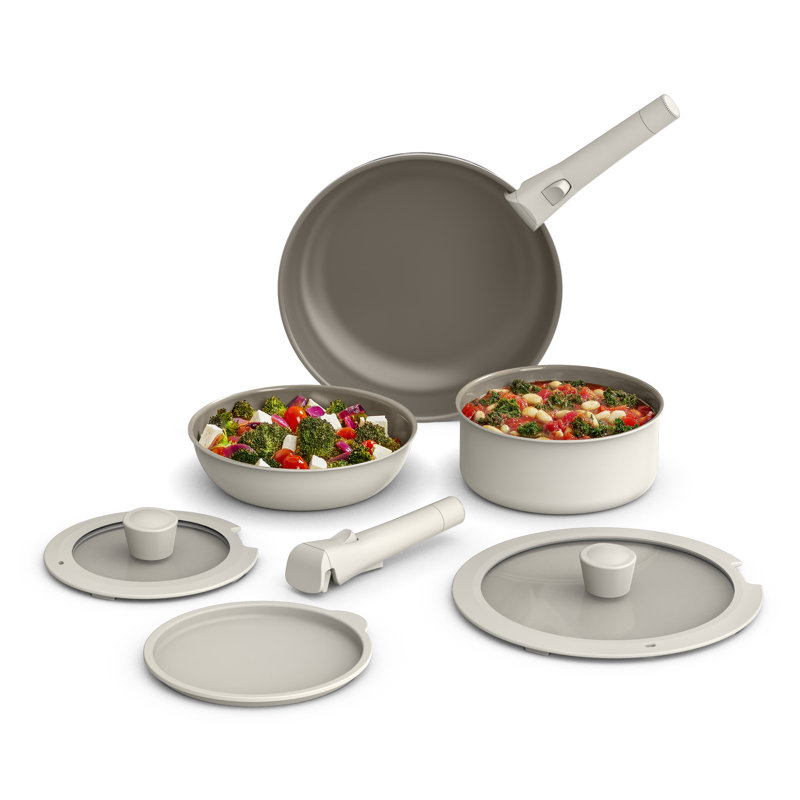 Bella 8 Piece Removable Handle Cookware Set, Oatmilk