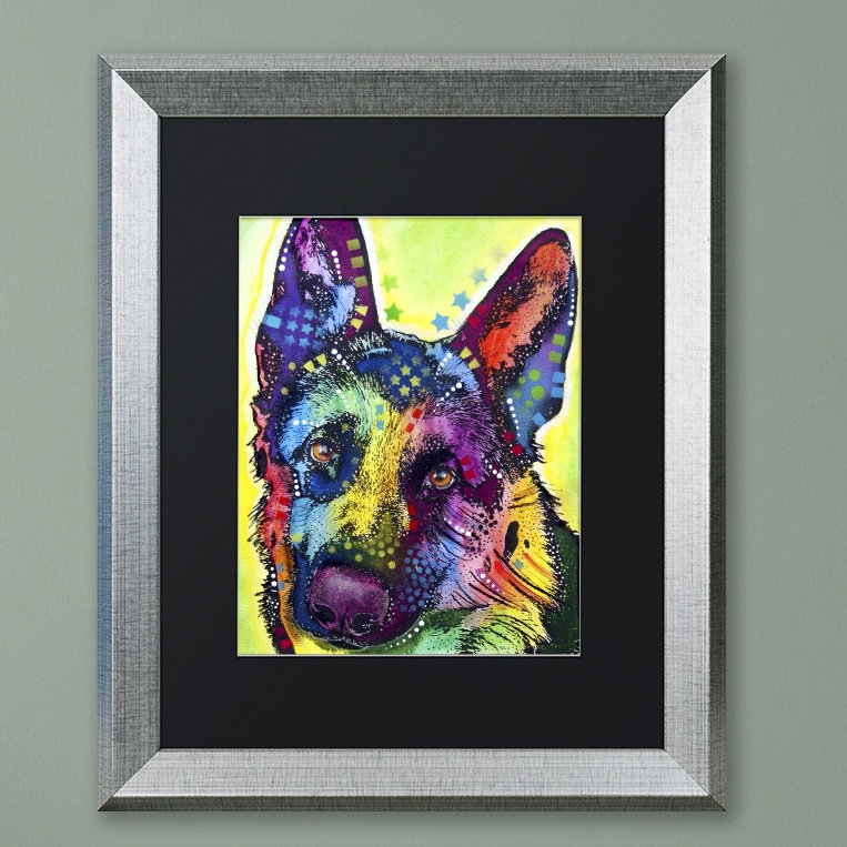 « german berger », impression, H 14 po x l 11 po x P 0,5 po, Noir, Cadre argenté