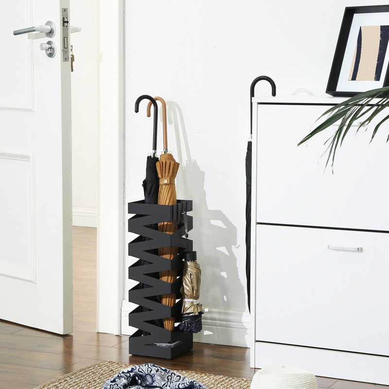 15.5x15.5x49cm Steel Umbrella Stand, Black