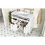 Meuble-lavabo de 36 po avec lavabo, armoire en bois massif blanc avec tiroir rabattable, 3 tiroirs et 2 portes à fermeture en douceur, poignées dorées et design moderne-123842377