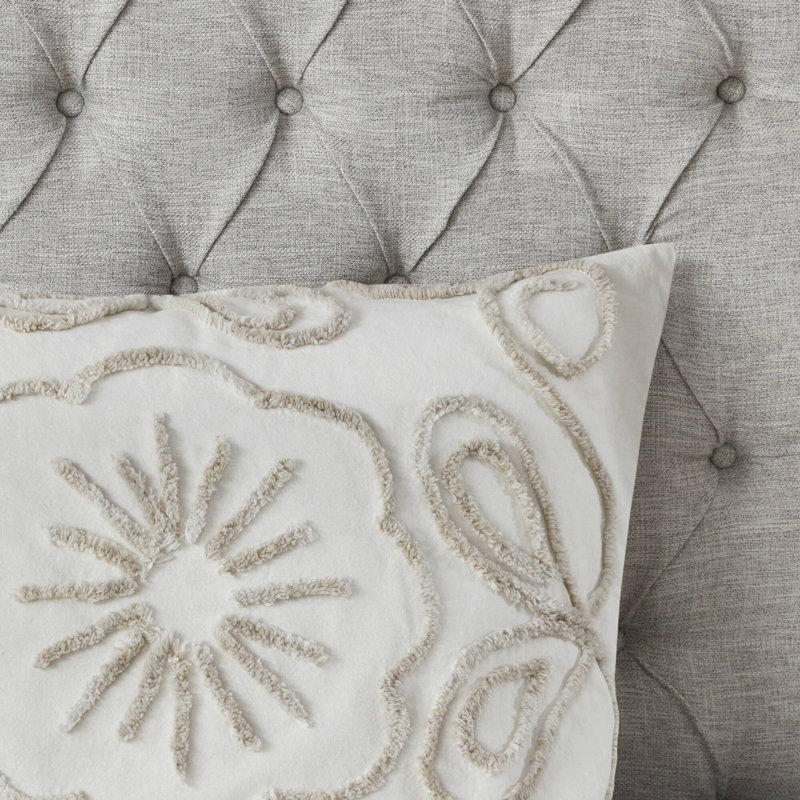 Ivory and Taupe Cotton Chenille King/Cal King Duvet Cover Set