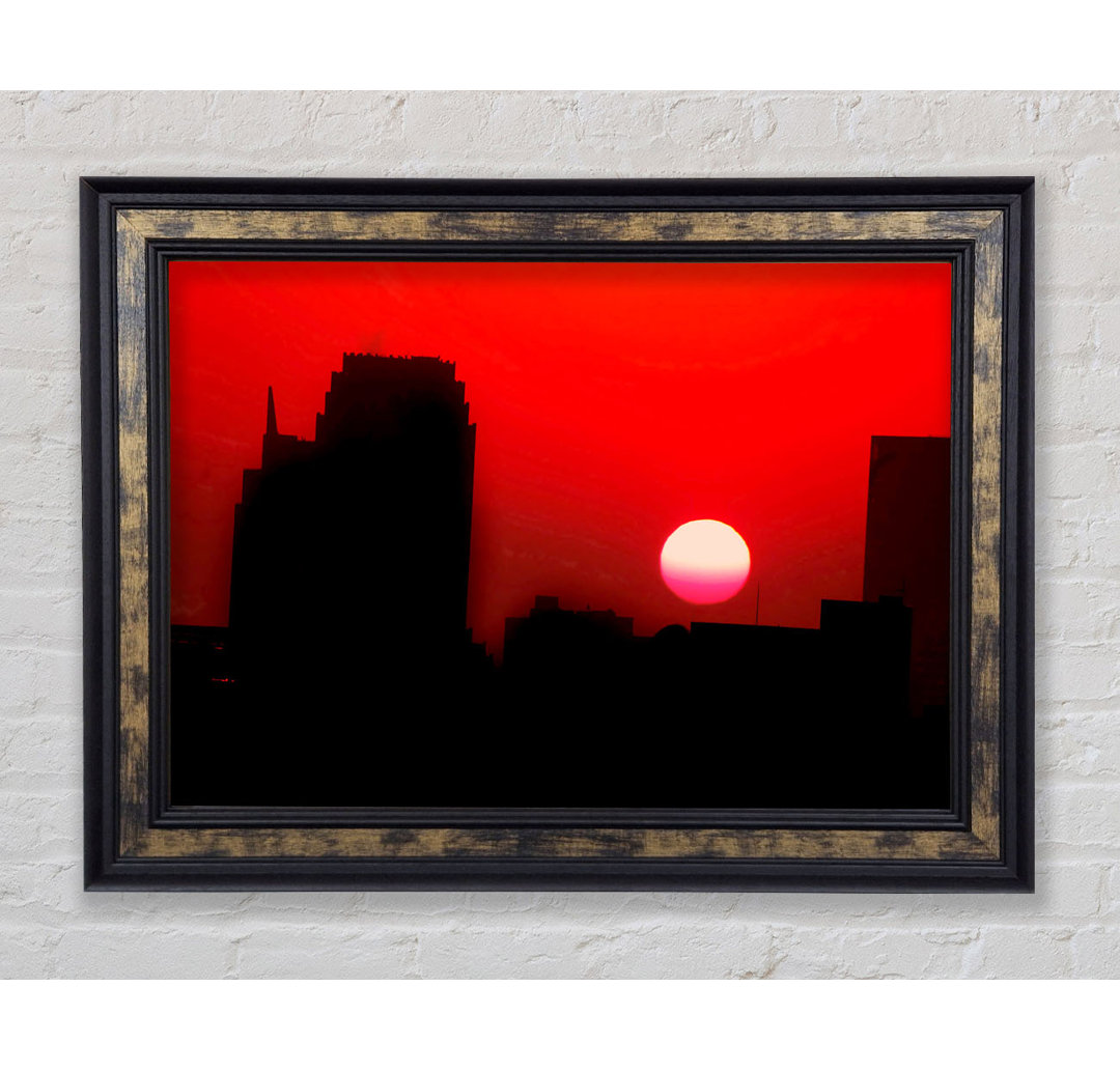 Red City Sundown Gerahmter Druck