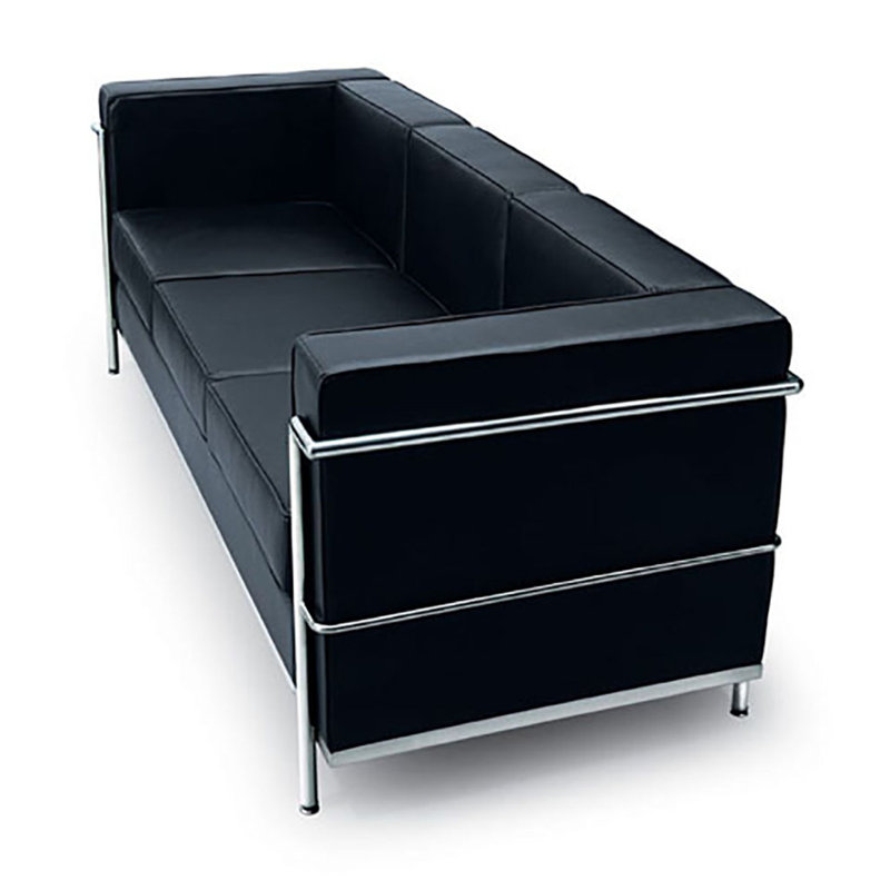 Canapé à accoudoirs carrés 72" Janes, Similicuir noir