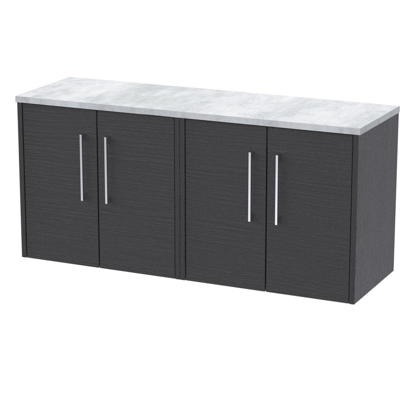 Juno 120.5cm Double Bathroom Vanity Base Only, Graphite Grey Woodgrain