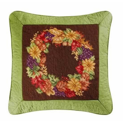 Autumn Wreath Needlepoint Pillow