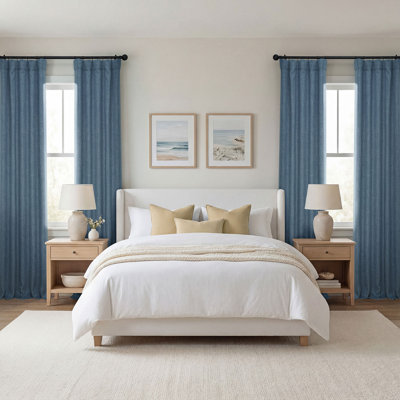 Ottis Faux Linen Room Darkening Curtain Panel 