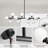 16-Light Mid Century Modern Chandelier: 40" Black Linear Sputnik Chandeliers - Milk White Glass Globe Dining Room Light Fixture - Long Modern Pendant Chandelier for Living Room Kitchen Island Table