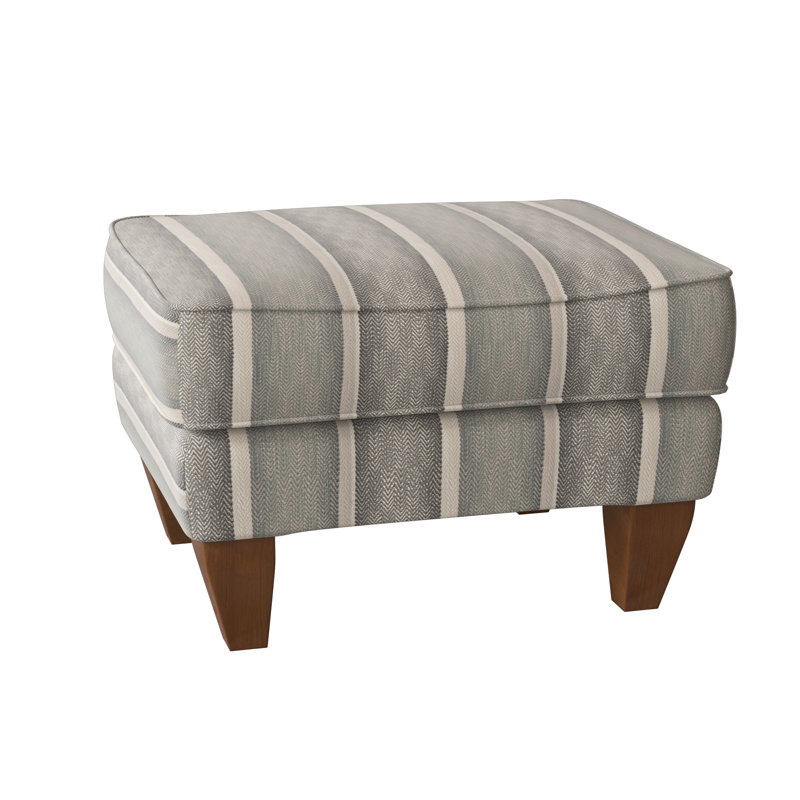 Artisan Upholstered Ottoman, Pecan, Beachbum 21 Gray Stripe