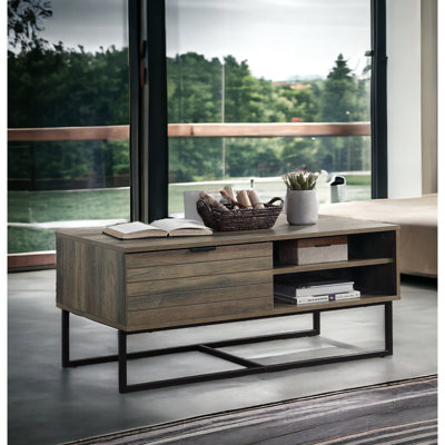 Table basse en chêne et finition noire