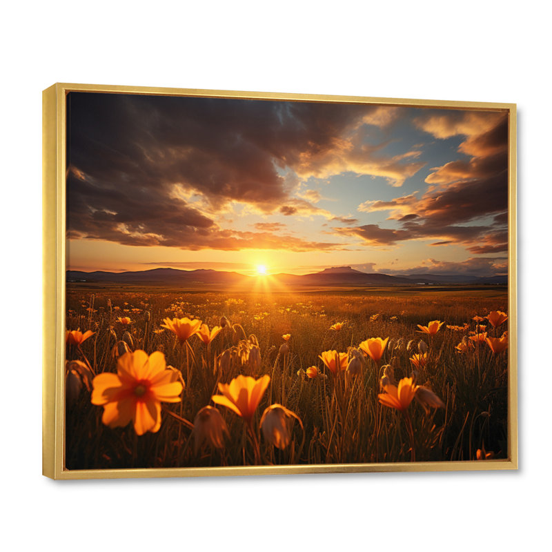 Coucher de soleil sur les prairies - Reproduction d'art mural paysage coucher de soleil, H 24 po x l 32 po x P 1 po