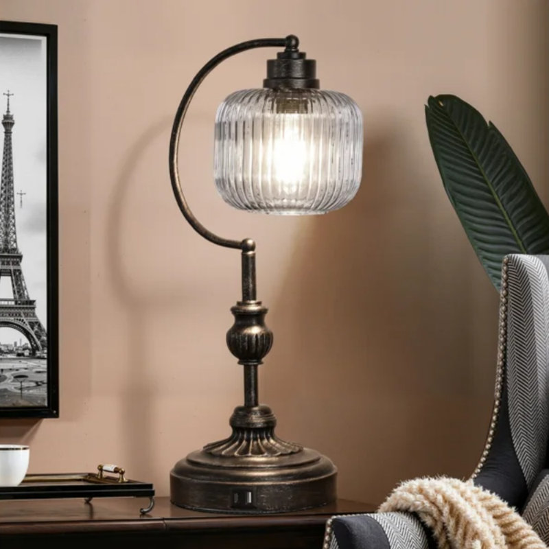 Touch Dimmable Table Lamp with Bulb & USB & Type-C Ports