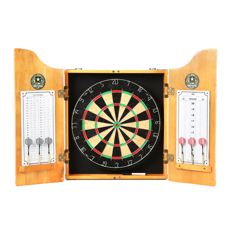 U.S. Army Digital Camo Wood Dartboard Cabinet Set