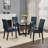 LUMERA Collection Parsons Dining Chairs Set of 4, Upholstered Faux Leather Side Chairs with Nailhead Trim and Solid Wood Legs, Blue-97867334