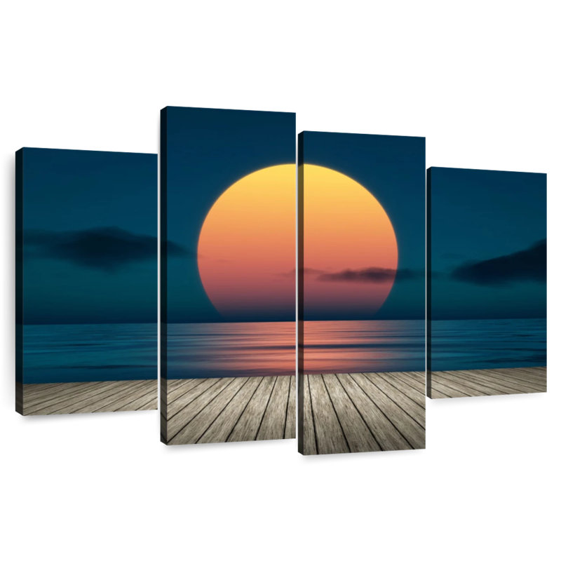 Gillard, coucher de soleil depuis le quai, H 22 po x l 36 po