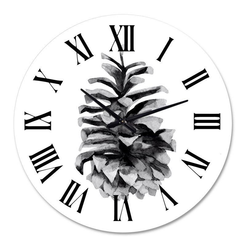 Conifère conique monochrome - horloge murale traditionnelle, Surdimensionné