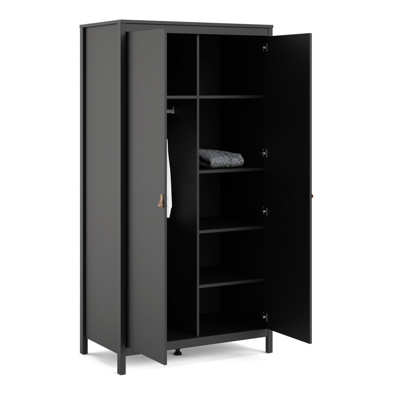 Cynteria 2 Door Manufactured Wood Wardrobe, Black