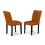 L'ensemble de salle à manger 3 pièces comprend une table de salle à manger ronde avec piédestal et 2 chaises Parson revêtues de similicuir, noir et cerise-2121857893-2121866585