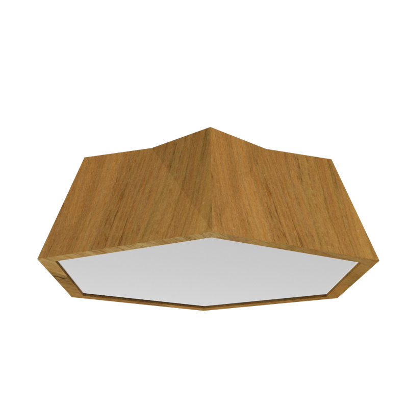 Plafonnier encastré 1 lumière Physalis, Louro Freijo, H 7,8 po x l 18,33 po x P 18,33 po