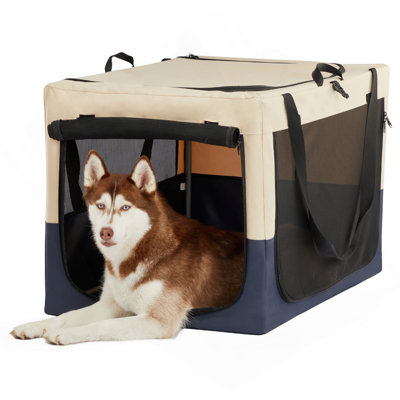 Dog Crates For  Dogs, Adjustable Fabric Cover By Spiral Iron Pipe, Strengthen Sewing Dog Travel Crate 3 Door Design