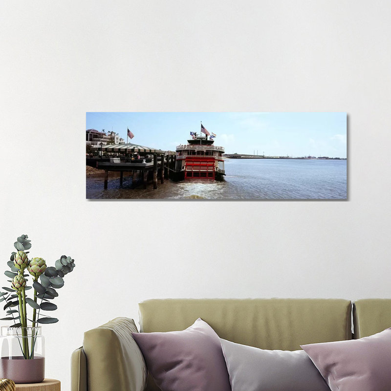 Paddleboat Natchez In A River - Wrapped Canvas Panoramic Print, 121.92 cm H x 40.64 cm W x 1.91 cm D