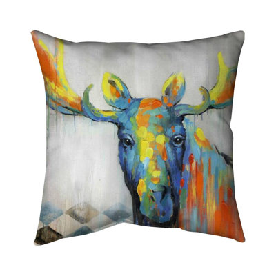 Colorful abstract moose - 20"x20" Throw pillow cover - Poly twill - Print on demand