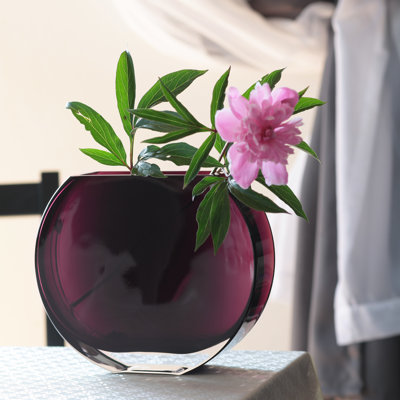 Verre - Vase - Améthyste - Rond - 9,25 po de long - Durable - Fabriqué en Europe - par Barski