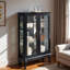Vitrine avec intérieur éclairé, charme rétro et poignée en métal pour mettre en valeur le système d'affichage rétro américain, tablettes polyvalentes