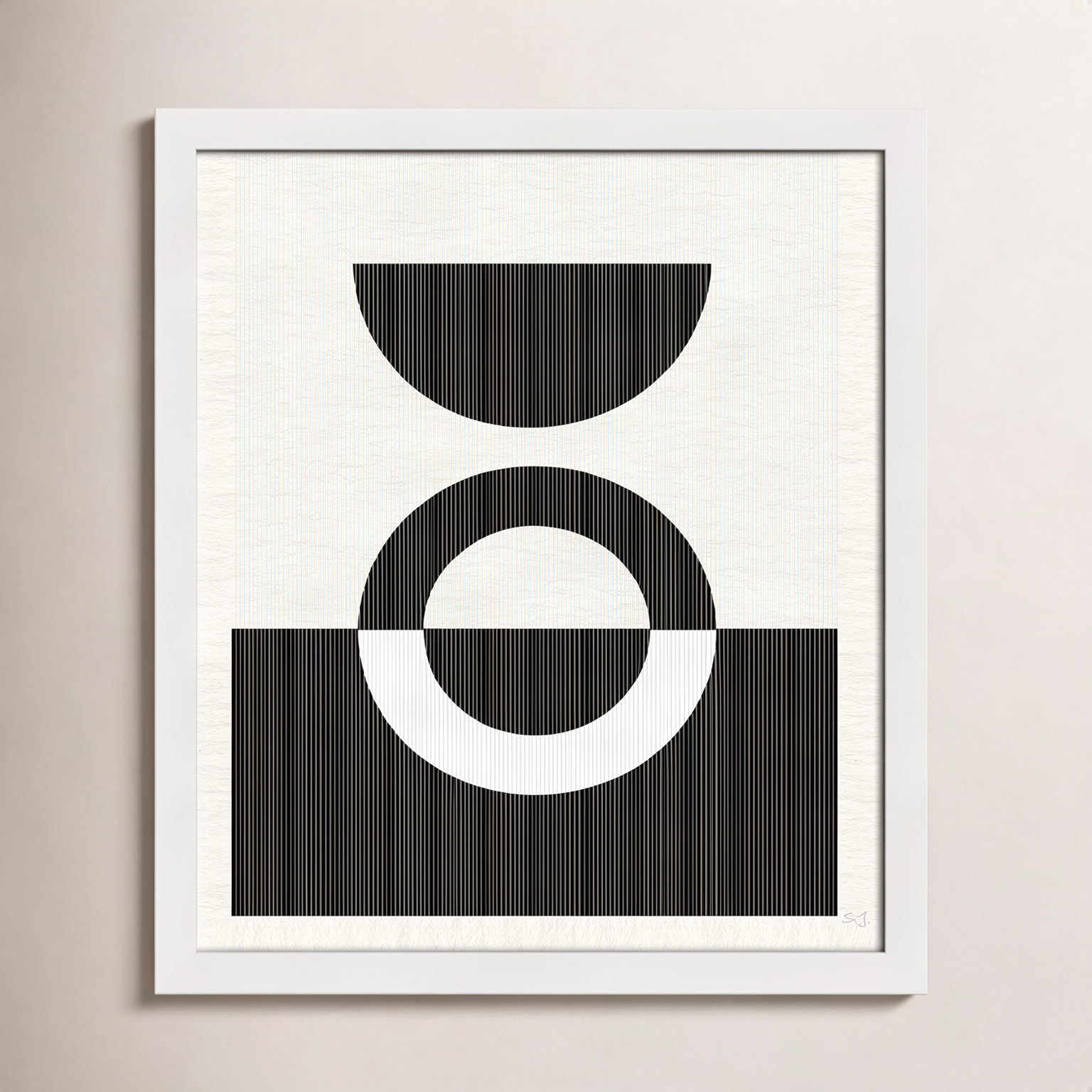 Eclipse III, 15" H x 13" W x 0.75" D, Satin White Framed